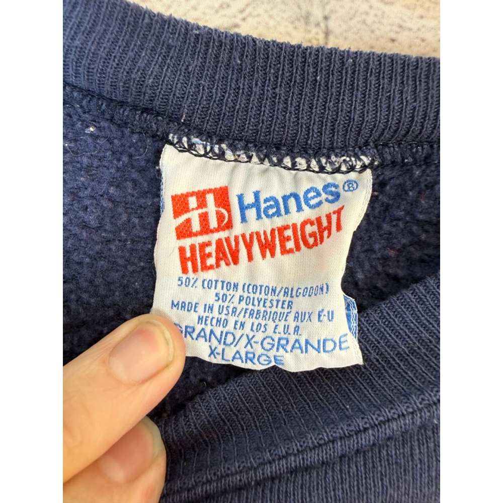Unisex Vintage 90’s Hanes Sweatshirt size XL Blue Yellow Covered Bridge Graphic - Picture 6 of 7
